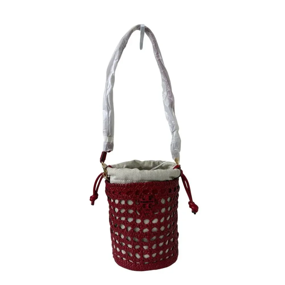 Tory Burch Red Woven Bucket Bag new